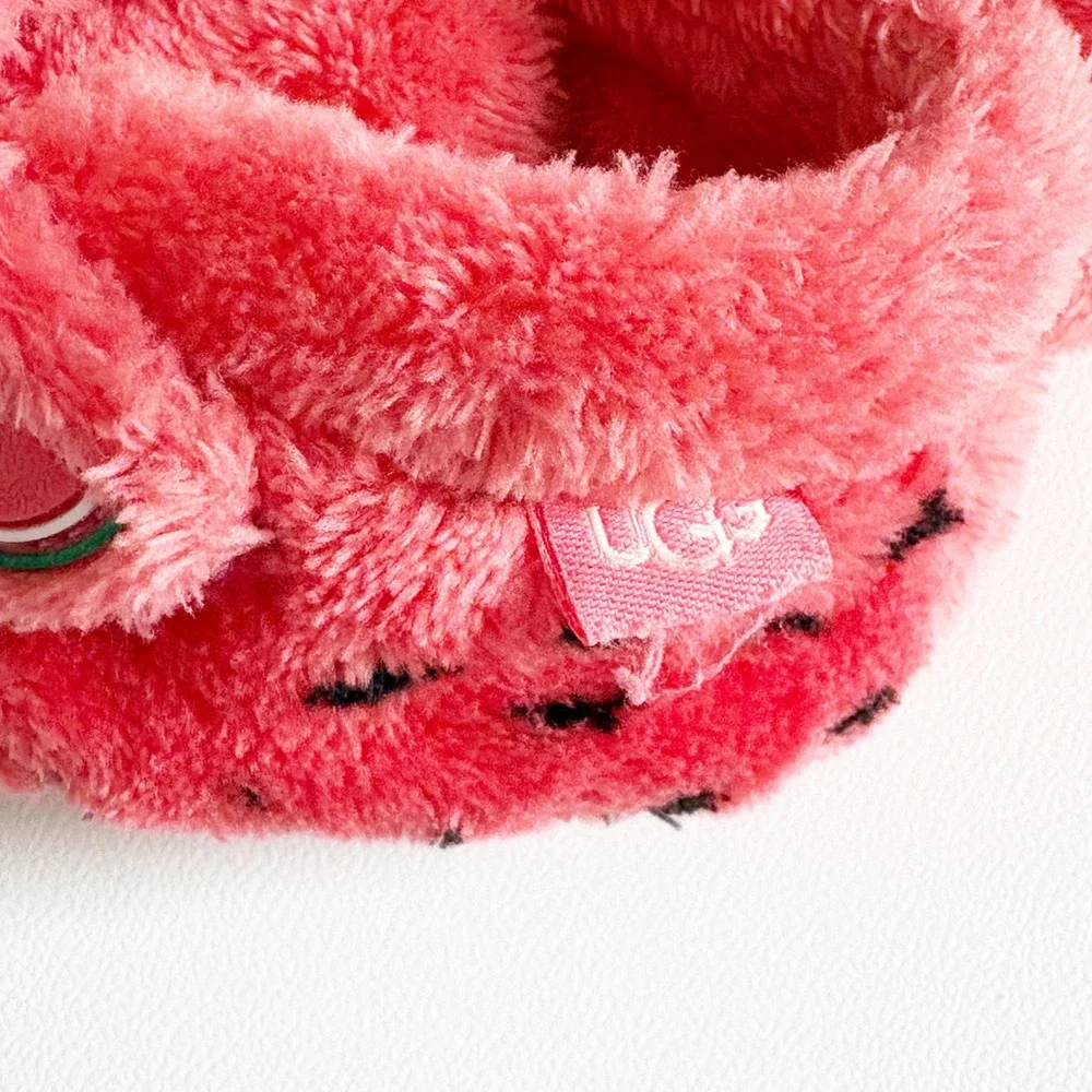 UGG Baby Bixbee Watermelon Stuffie‎ Pink Fleece Fruit Booties Size 2/3